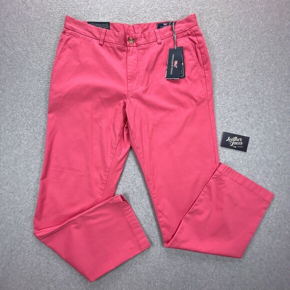 NEW Vineyard Vines Breaker Pant Mens 34 x 32 (34 x 31.5) Lobster Reef Pink Chino